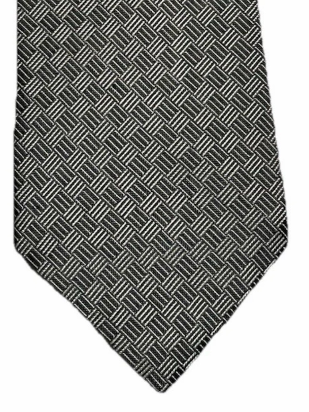 Ralph Lauren Black and Silver Basketweave Silk Tie